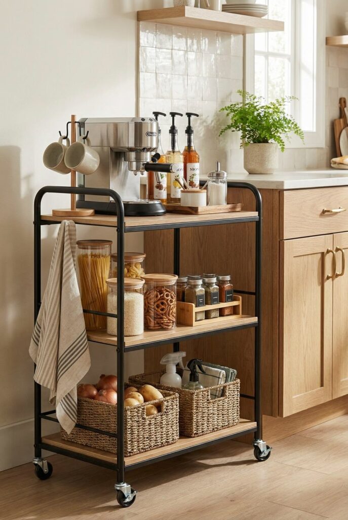 Add Rolling Kitchen Carts for Extra Storage