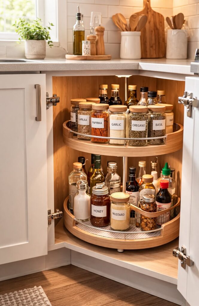 Use Lazy Susans for Corner Cabinets